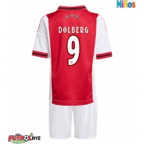Camiseta Ajax Kasper Dolberg #9 Primera Equipación para niños 2025-26 manga corta (+ pantalones cortos)